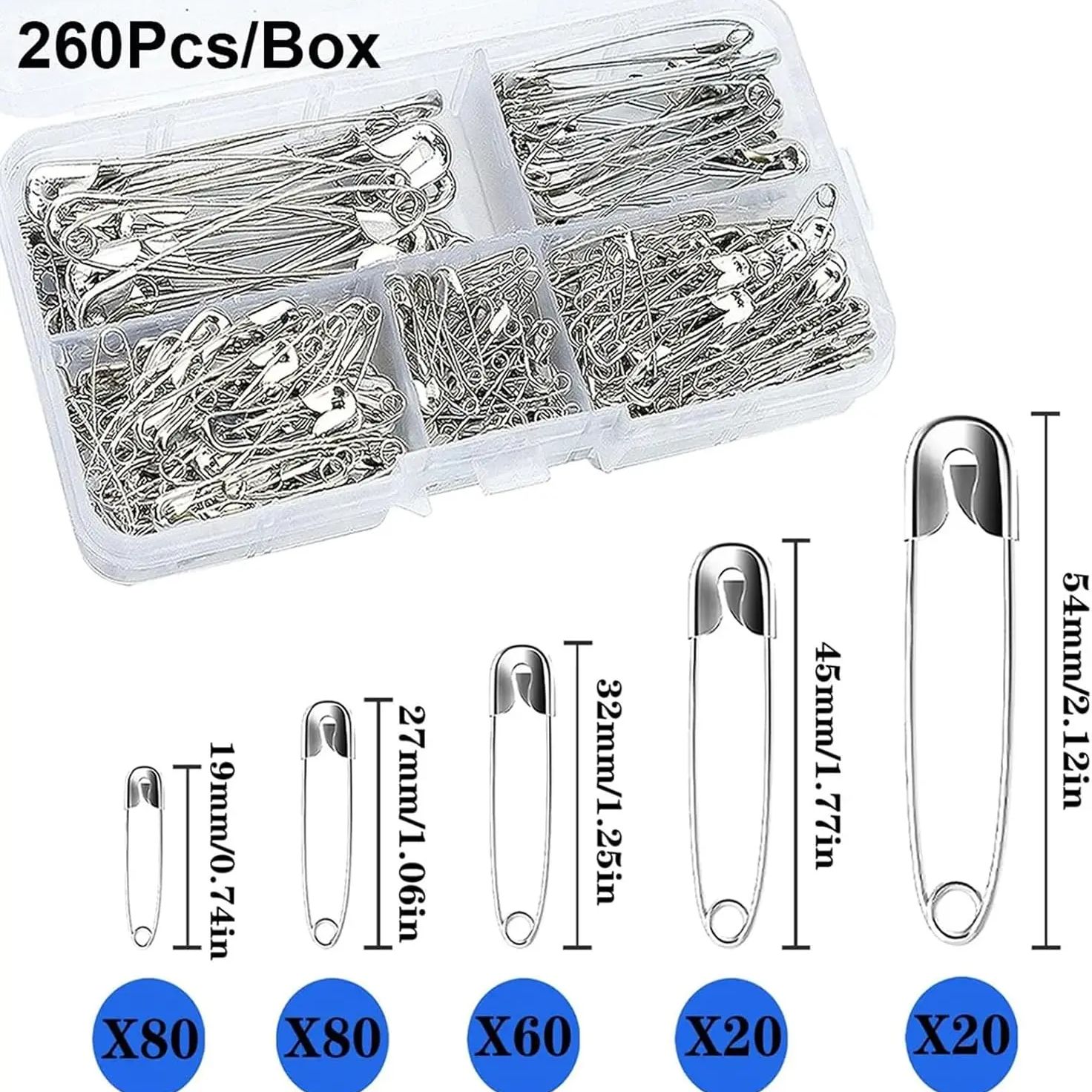 Craft Embellishment Storage - Kit de broches de sûreté argentées