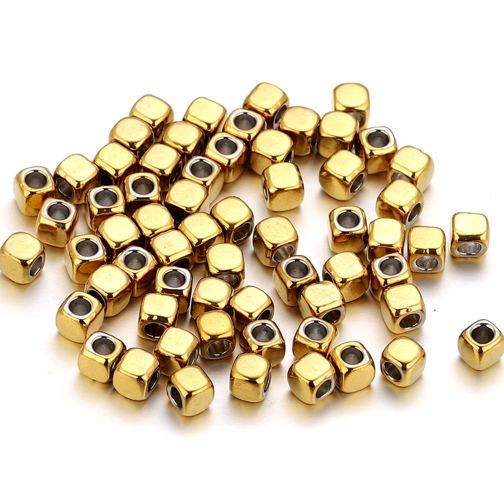 Embroidery Craft - Perles d'espacement carrées en acier inoxydable,