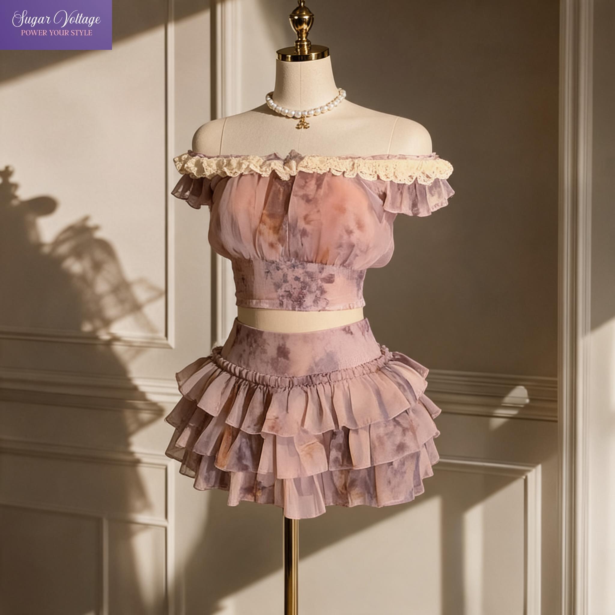 Elastic Lace Trim - Ensemble 2 pièces Coquette à la