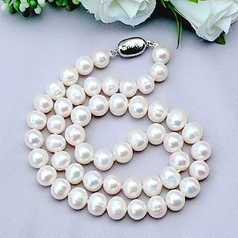 Pearl Trim Chain - Collier ras du cou en argent