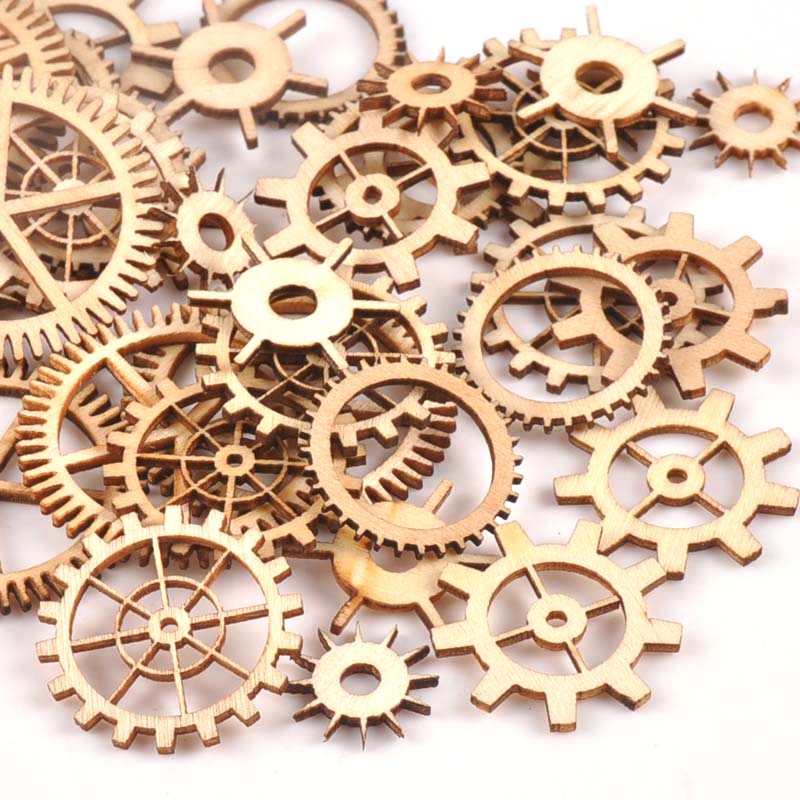 Craft Embellishment - Roue dentée artisanale en bois non