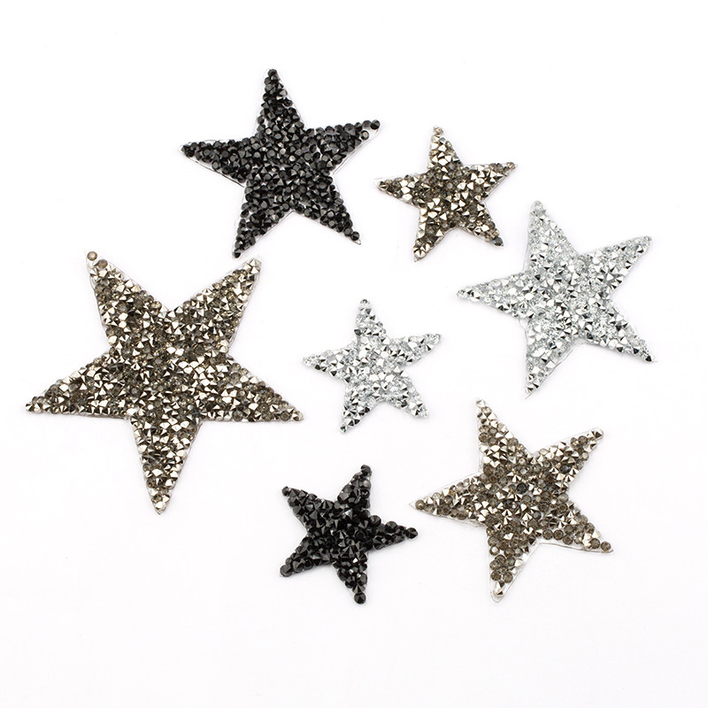 Hotfix Rhinestone Sheet - Patch thermofix Jet hématite étoile strass