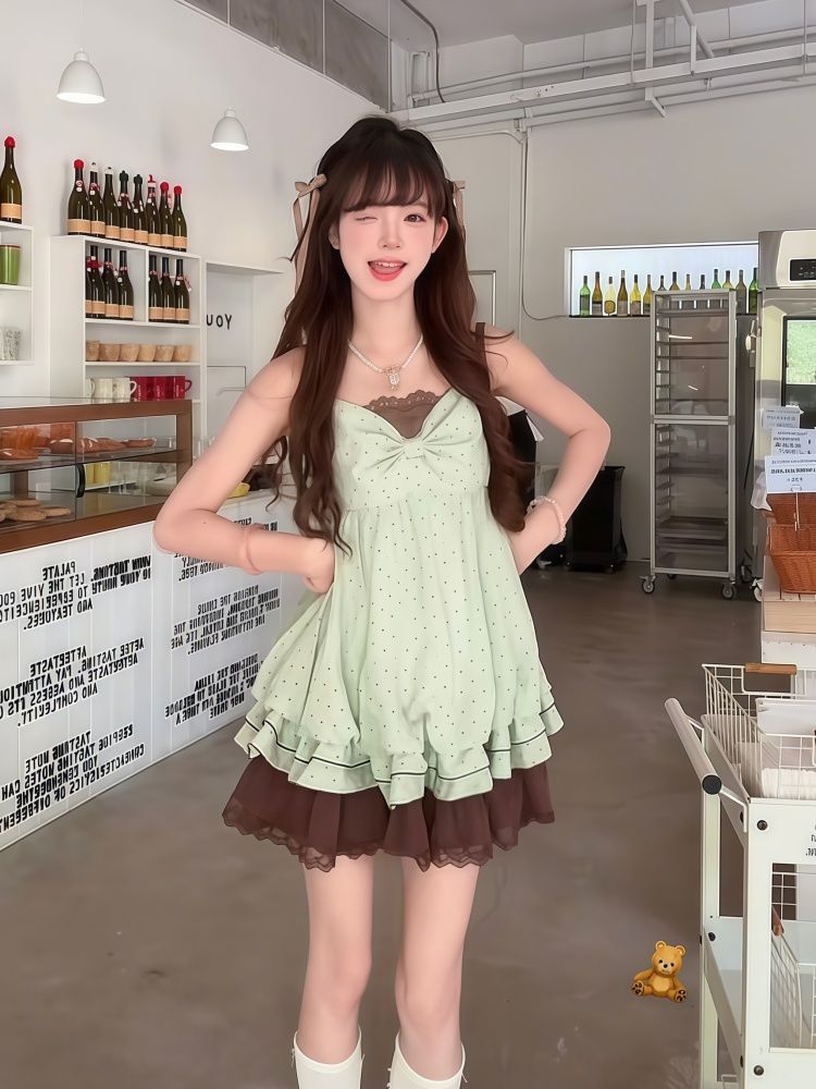 Robe Mini Coquette Coréenne à  - Elastic Lace Trim avis et prix